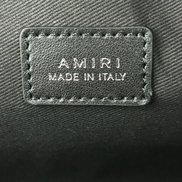 Amiri Black Embossed Logo Leather Dopp Kit
